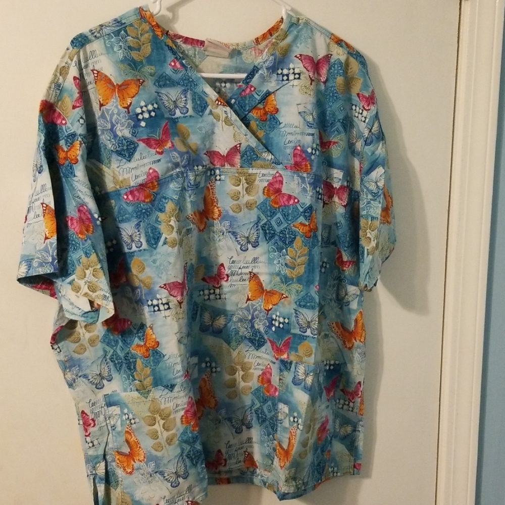 Butterfly scrub top